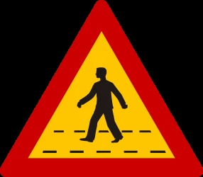 Warning for a crossing for pedestrians.