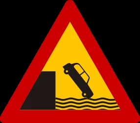 Warning for a quayside or riverbank.