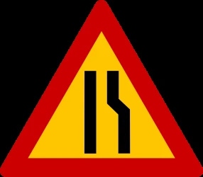 Warning for a road narrowing on the right.