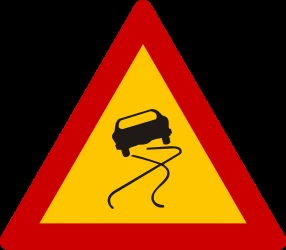 Warning for a slippery road surface.