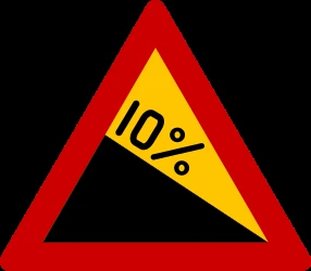 Warning for a steep descent.
