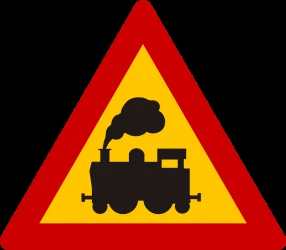 Warning for a railroad crossing without barriers.