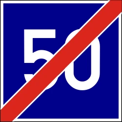 End of the advisory speed limit.