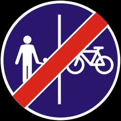 End of the divided path for pedestrians and cyclists.