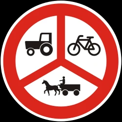 Cyclists, horsecarts and tractors prohibited.