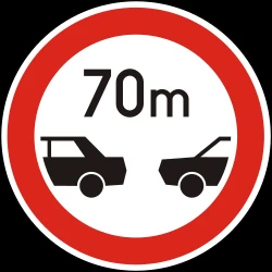 Leaving less distance than indicated prohibited.