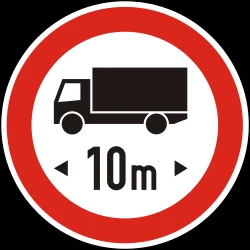 Vehicles longer than indicated prohibited.