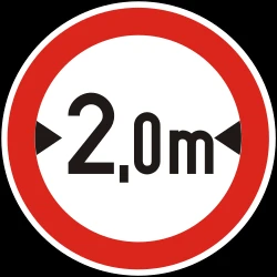 Vehicles wider than indicated prohibited.