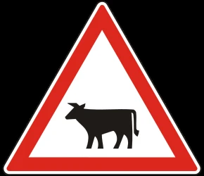 Warning for cattle on the road.