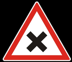 Warning for an uncontrolled crossroad.