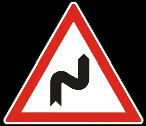 Warning for a double curve, first right then left.