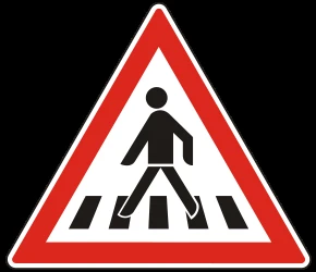 Warning for a crossing for pedestrians.