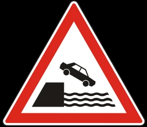 Warning for a quayside or riverbank.