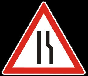 Warning for a road narrowing on the right.