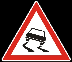 Warning for a slippery road surface.
