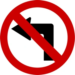 Turning left prohibited.