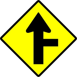 Warning for a crossroad with side road on the right.