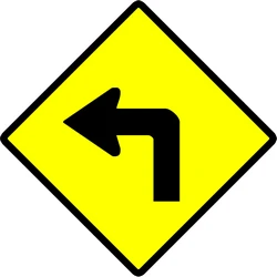 Warning for a sharp curve to the left.