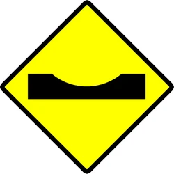 Warning for a dip in the road.