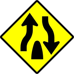 Warning for the end of a divided road.