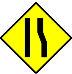 Warning for a road narrowing on the right.