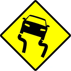 Warning for a slippery road surface.