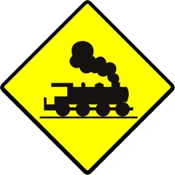 Warning for a railroad crossing without barriers.