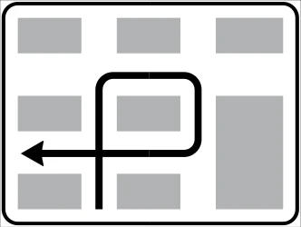 Route to be followed in order to turn left.