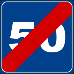 End of the advisory speed limit.