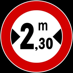 Vehicles wider than indicated prohibited.