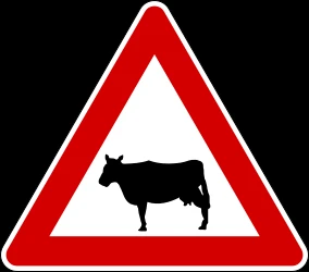Warning for cattle on the road.