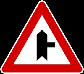 Warning for a crossroad with side road on the right.