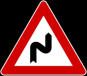 Warning for a double curve, first right then left.