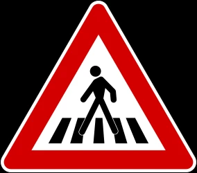 Warning for a crossing for pedestrians.
