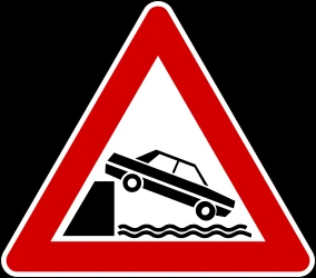 Warning for a quayside or riverbank.