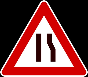Warning for a road narrowing on the right.