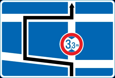 Detour for vehicles that are not allowed to pass.