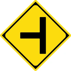 Warning for an uncontrolled crossroad with a road from the left.