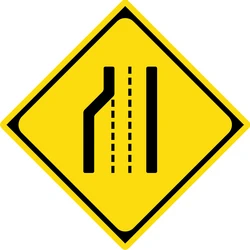 Warning for a road narrowing on the left.