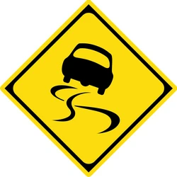Warning for a slippery road surface.