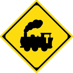 Warning for a railroad crossing without barriers.