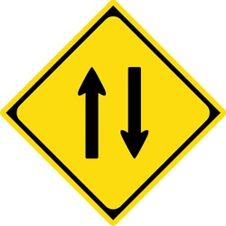 Warning for a road with two-way traffic.