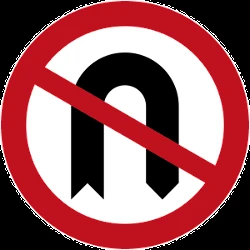 Turning around prohibited (U-turn).