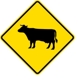 Warning for cattle on the road.