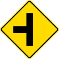 Warning for an uncontrolled crossroad with a road from the left.