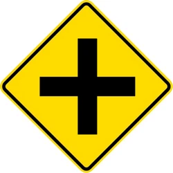 Warning for an uncontrolled crossroad.