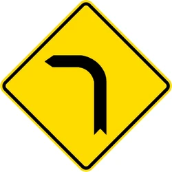 Warning for a sharp curve to the left.