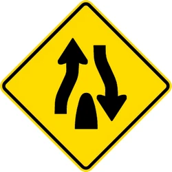 Warning for the end of a divided road.
