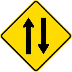 Warning for a road with two-way traffic.