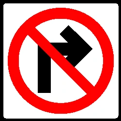 Turning right prohibited.